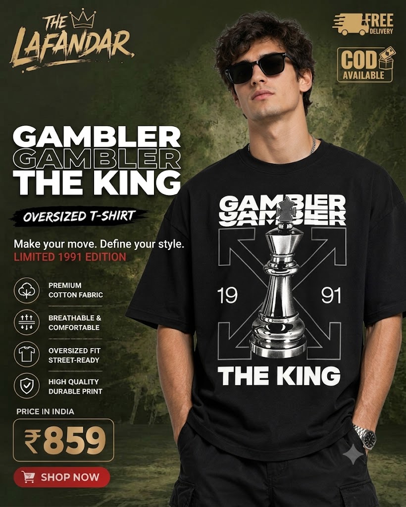 THE LAFANDAR Gambler The King Chess Oversized T-Shirt